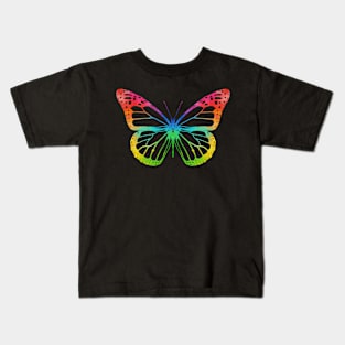 Neon Rainbow Butterfly Kids T-Shirt